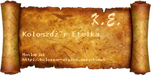 Koloszár Etelka névjegykártya